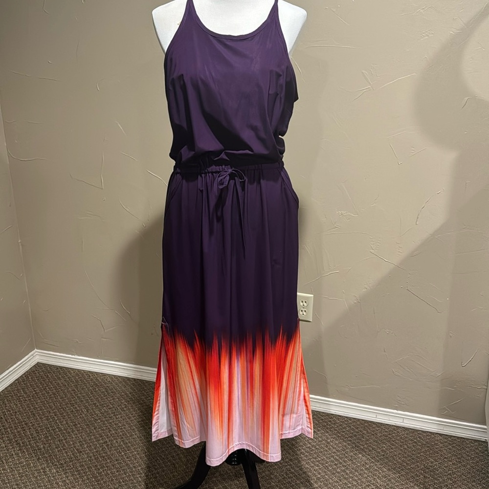 Title Nine Nimblene Purple Maxi Dress with Built In Shelf Bra Size Large